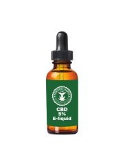 Amber glass bottle with dropper containing Phoenix Drops CBD E-liquid 5% without aroma, green label with white logo, 10ml volume