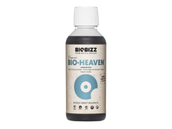BioBizz Bio-Heaven 250ml plastová lahvička s bílým uzávěrem, béžový štítek s modrým kruhovým logem, tmavě hnědý obsah pro rostliny