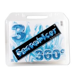 Průhledné plastové balení obsahující sadu Secret-Icer 360 se třemi modrými extrakčními pytli na černém podkladu s bílým logem