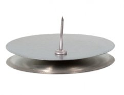 Candeliere da tavolo liscio argentato con punta, materiale metallico con superficie lucida, piatto rotondo diametro 4 cm, design moderno Candeliere da tavolo liscio argentato con punta, materiale metallico con superficie lucida, piatto rotondo diametro 4 cm, design moderno