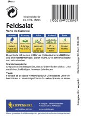 Verso ambalaj semințe de salată V. de Cambrai cu instrucțiuni detaliate de cultivare, pictograme pentru însămânțare și recoltare