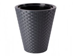 Obal na květník RATTANA plastový antracitový d40x44cm
