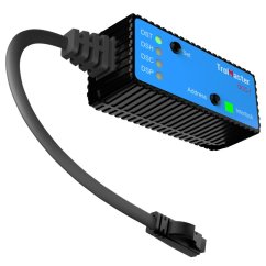 Modrý a černý TrolMaster DCC-1 adaptér pro podmínečné spínání s LED indikátory DST, DSH, DSC, DSP a tlačítky Set a Address s kabelem Modrý a černý TrolMaster DCC-1 adaptér pro podmínečné spínání s LED indikátory DST, DSH, DSC, DSP a tlačítky Set a Address s kabelem